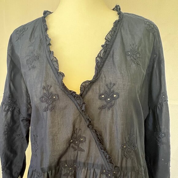 J.Jill Navy blue Eyelet Ruffle Blouse - Picture 4 of 13